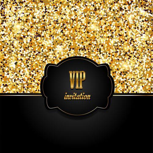 Black VIP Logo - Golden with black VIP invitation card background vector 04 free download