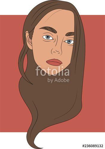 Lady with Blue Head Logo - vector illustration, Head of beautifull young woman with blue eyes