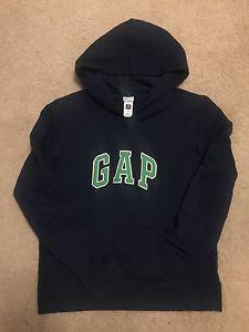 Navy and Green Logo - GAP STRETCH Pullover Hoodie Navy Blue Green Logo Long Sleeve Size M
