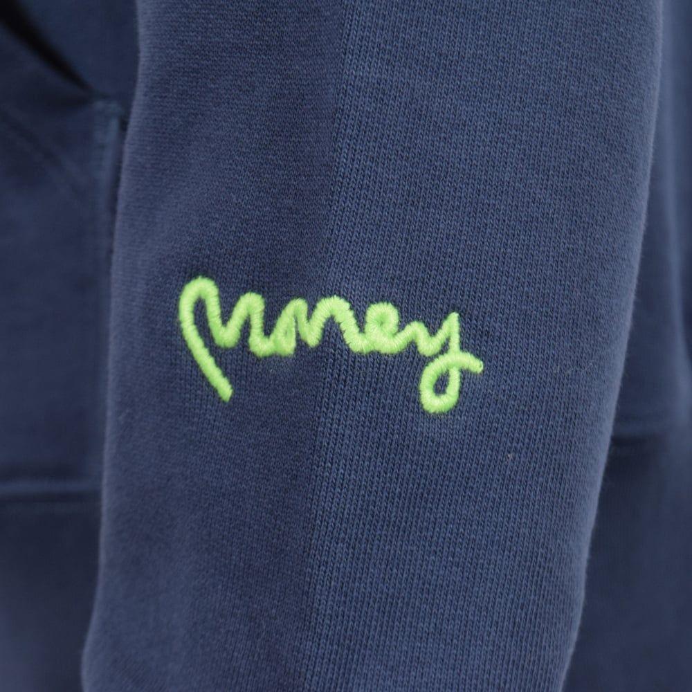 Blue and Green Money Logo - MONEY CLOTHING Money Clothing Navy/Green Logo Zip Hoodie - Men from ...