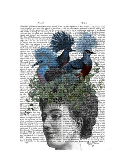 Lady with Blue Head Logo - Woman with Blue Birds On Head Art by Fab Funky at AllPosters.com