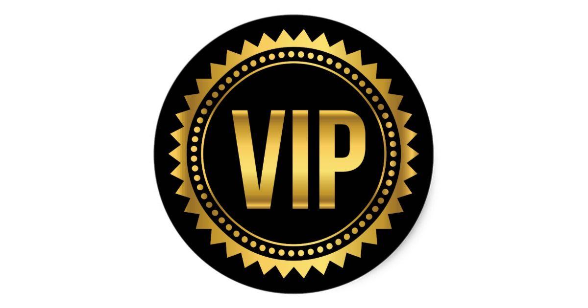 Black VIP Logo - Gold and Black Round Spikes VIP Party Pass Classic Round Sticker ...