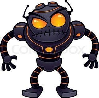 Orange-Eyed Robot Logo - Vector of 'Vector cartoon illustration of an angry robot getting ...