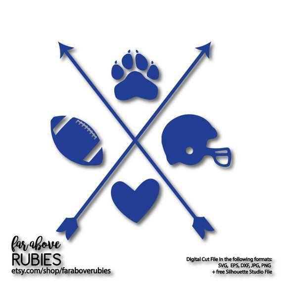 Blue Arrow Football Logo - Paw Print Cross Arrows Football Helmet Heart Wildcats Panthers | Etsy