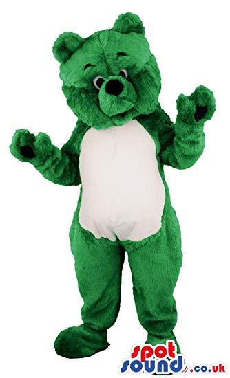 White and Green Bear Logo - Green Bear Animal SPOTSOUND US Mascot Costume With White Belly