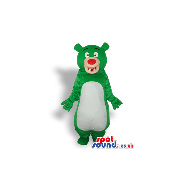 White and Green Bear Logo - Buy Mascots Costumes in UK - Green Bear Animal Plush Mascot With ...