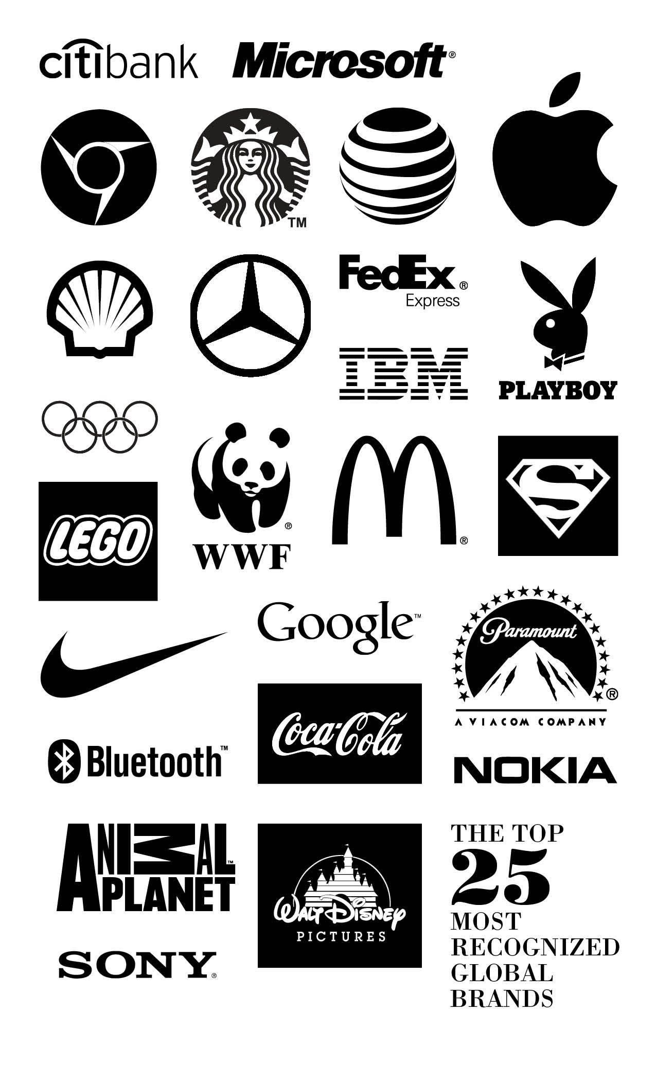 Black and White Brand Logo - The most recognized global brands
