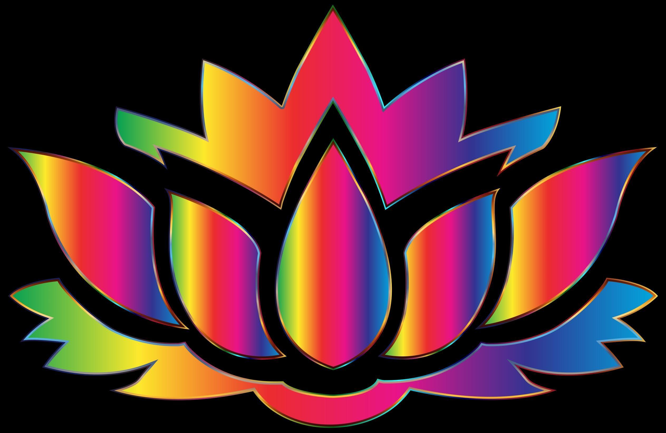 Rainbow Lotus Flowers Logo - Rainbow Lotus Flower Silhouette Clipart - Design Droide