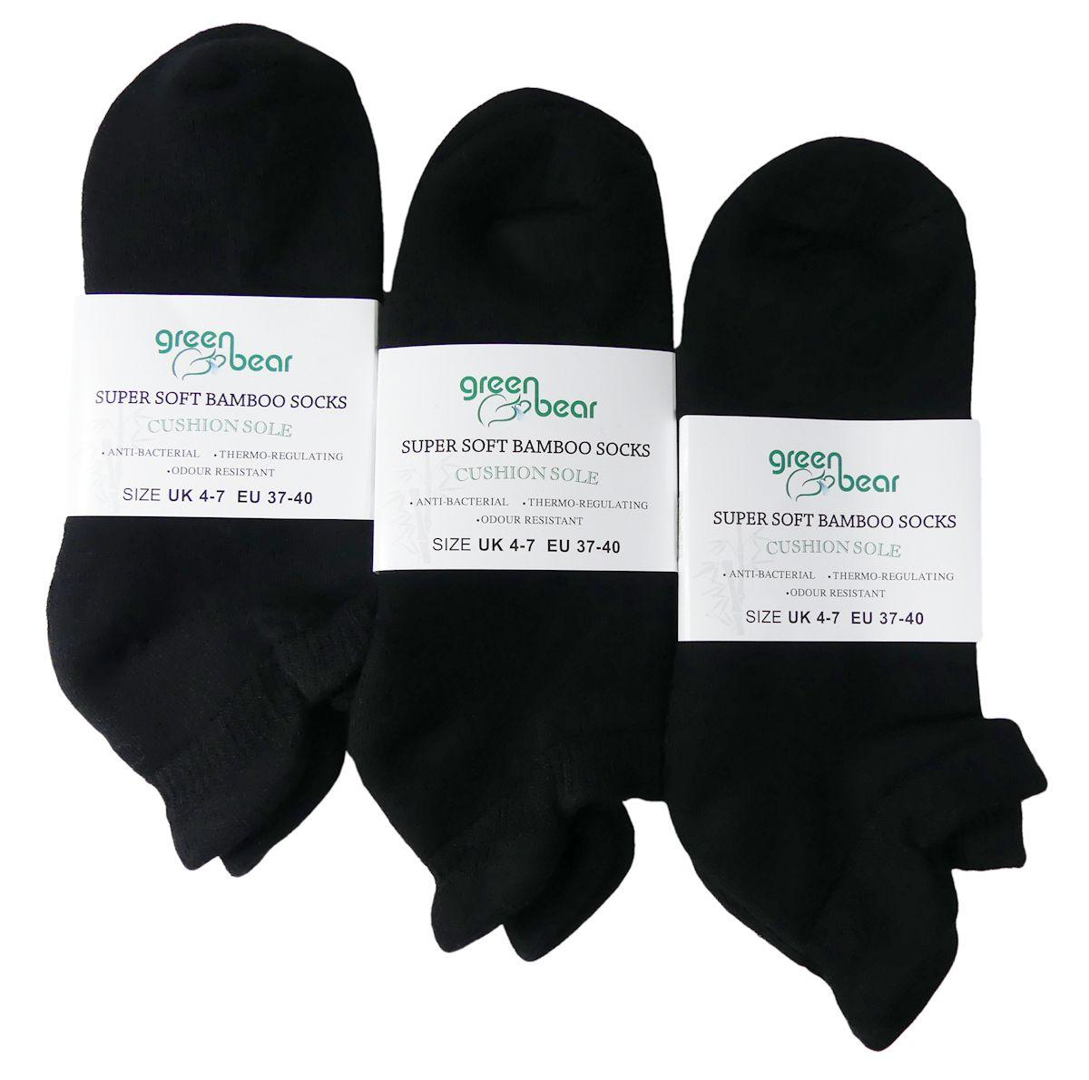 White and Green Bear Logo - Ladies/Men's Unisex Bamboo Trainer ankle socks - Sports (3 pack ...