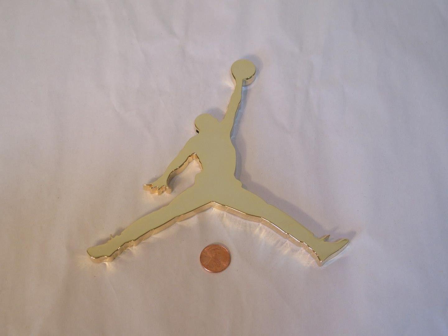 Gold Jumpman Logo - Air Jordan Brand Promo Jumpman Logo Nike Gold Cutout Pin Chain Art ...