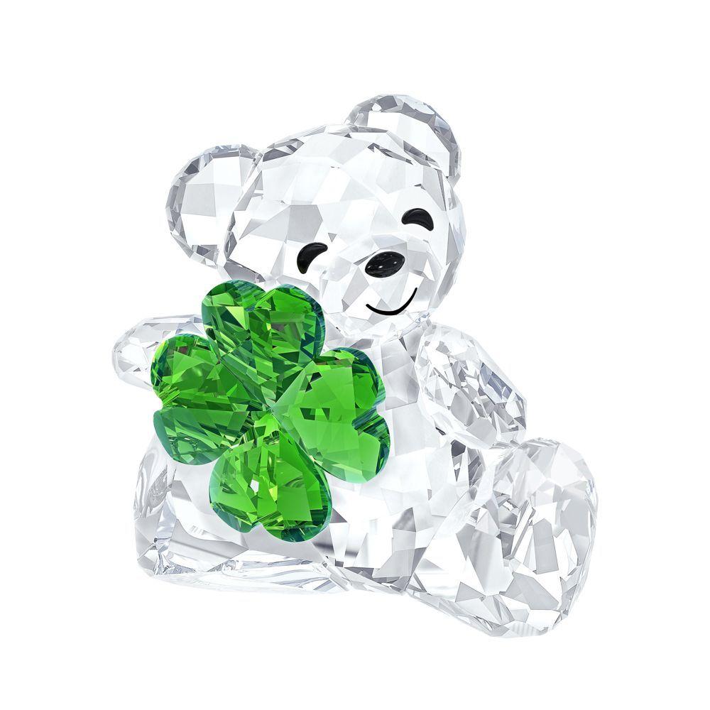 White and Green Bear Logo - Swarovski Kris Bear White & Green Crystal Good Luck Ornament