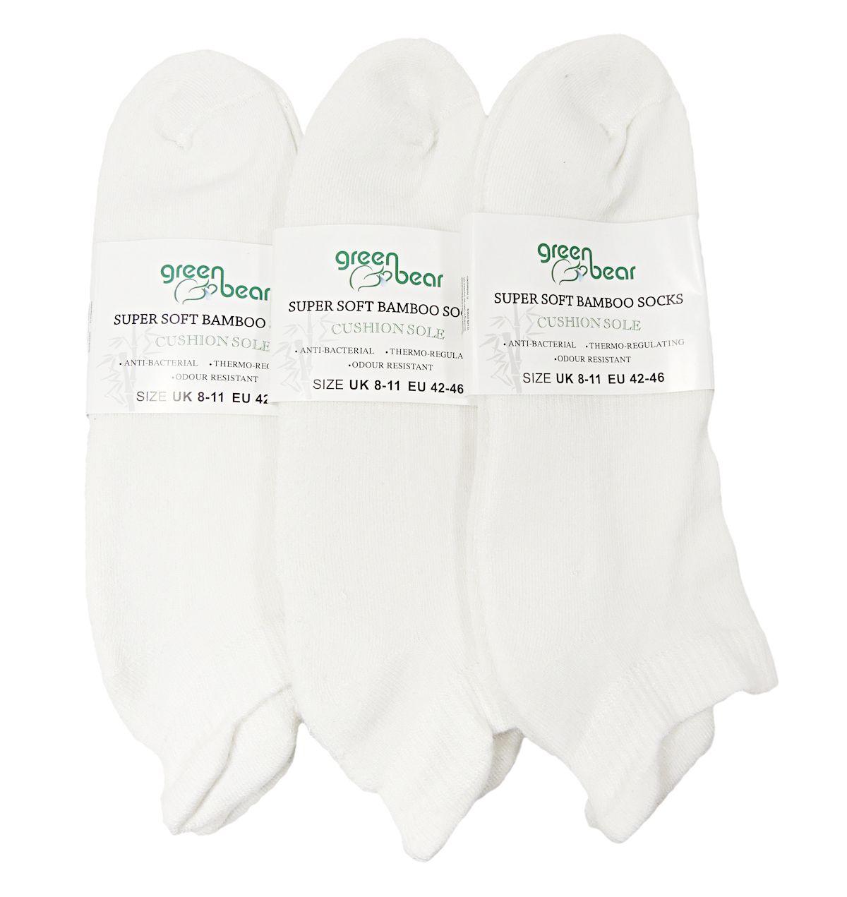 White and Green Bear Logo - Men's Ladies Unisex Bamboo Socks (3 Pack) White