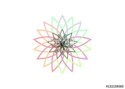 Rainbow Lotus Flowers Logo - Lotus flower vector illustration, buddhism symbol, logo or icon