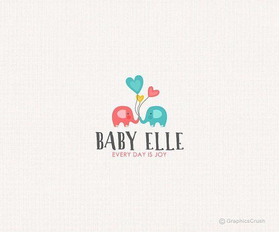 Cute Elephant Logo - Elephant Baby Logo Baby Boutique Logo. Professional Logos