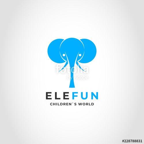Cute Elephant Logo - Ele Fun is a Cute Elephant Logo , symbol of a Fun Children World ...