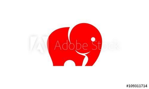 Cute Elephant Logo - Red Cute Elephant Logo this stock vector and explore similar
