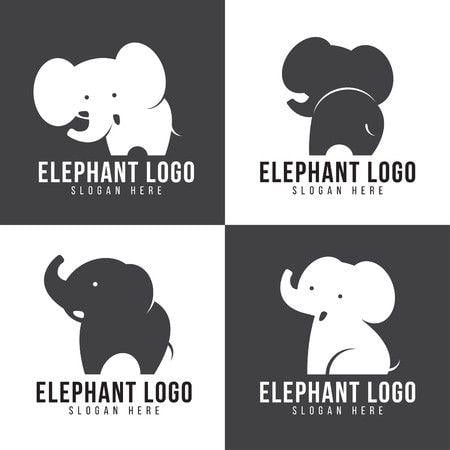 Cute Elephant Logo - Elephant logo - cute elephant 4 style and gray and white tone ...