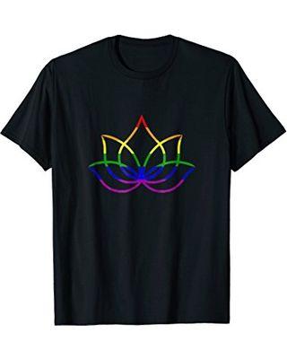 Rainbow Lotus Flowers Logo - Can't Miss Deals on Rainbow Color Lotus Flower T-Shirt Basic Yoga Pose