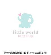 Cute Elephant Logo - Vector cartoon elephant logo. Mother and baby elephants logotype ...