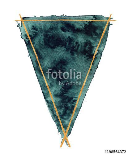 Dark Green Triangle Flag Logo - Dark emerald green triangle with golden hand painted border painted
