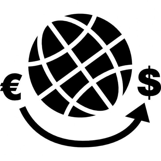 Grid Globe Logo - Earth globe grid with euros and dollars signs Icon