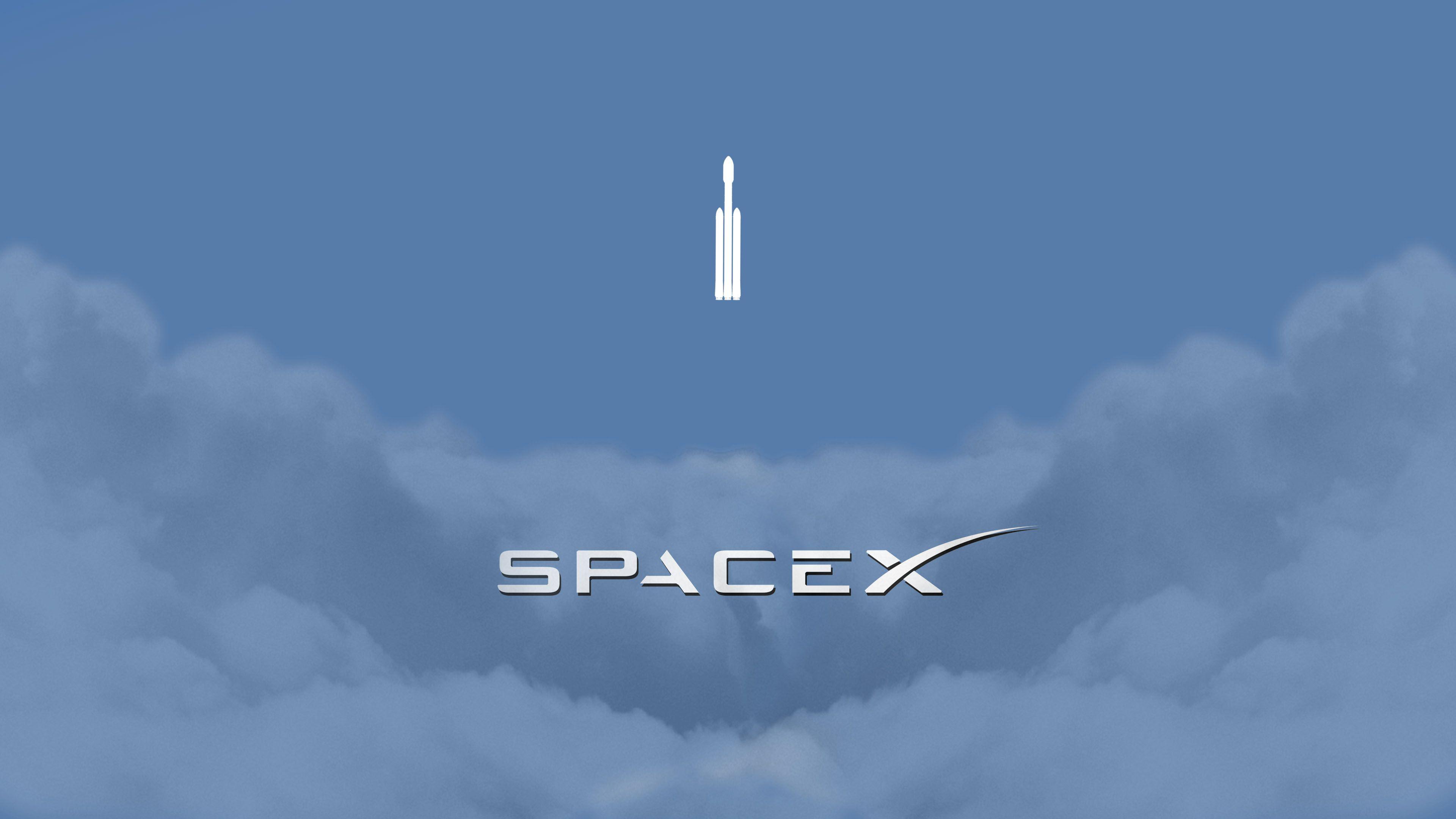 SpaceX Logo - Wallpaper : space, spaceship, minimalism, clouds, rocket, logo ...