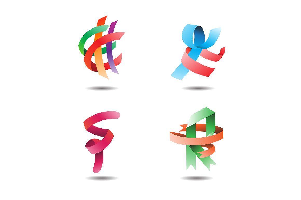 Ribbon Logo - Abstract Ribbon Logo Template ~ Web Elements ~ Creative Market