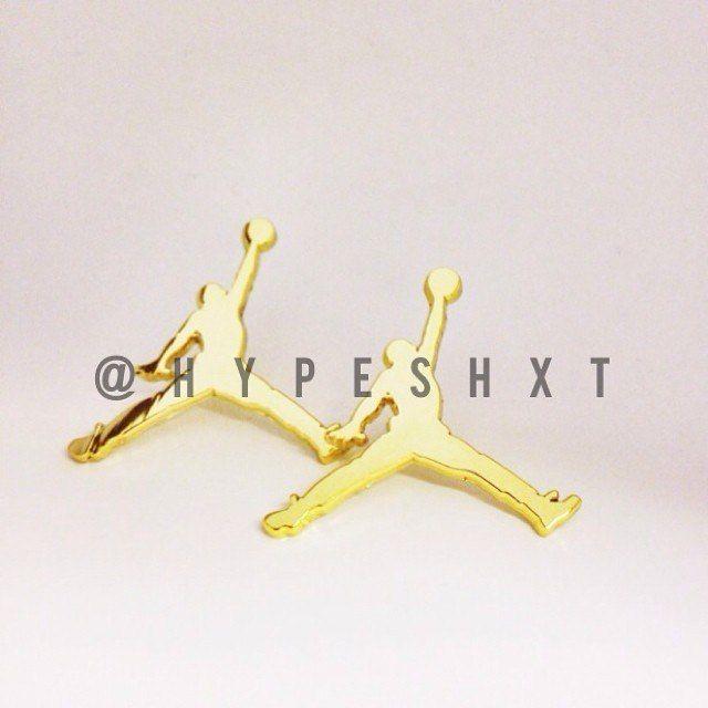 Gold Jumpman Logo - 20pcs/lot sneaker decorations logo 24K gold Pin Shoes Clothes Sport ...