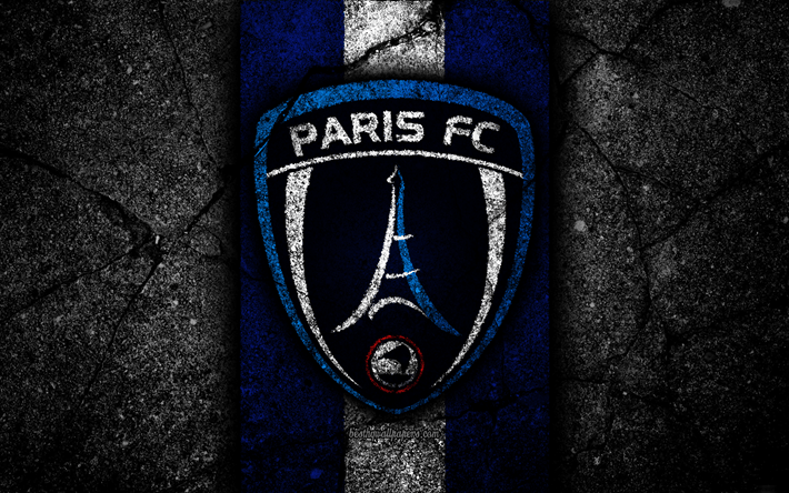 Paris FC Logo - Download wallpapers 4k, Paris FC, logo, Ligue 2, football, black ...