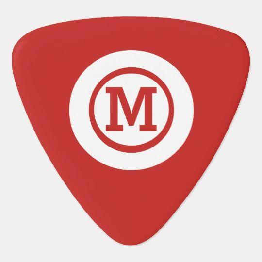 Solid Red Circle Logo - graphic solid red white circle monogram guitar pick