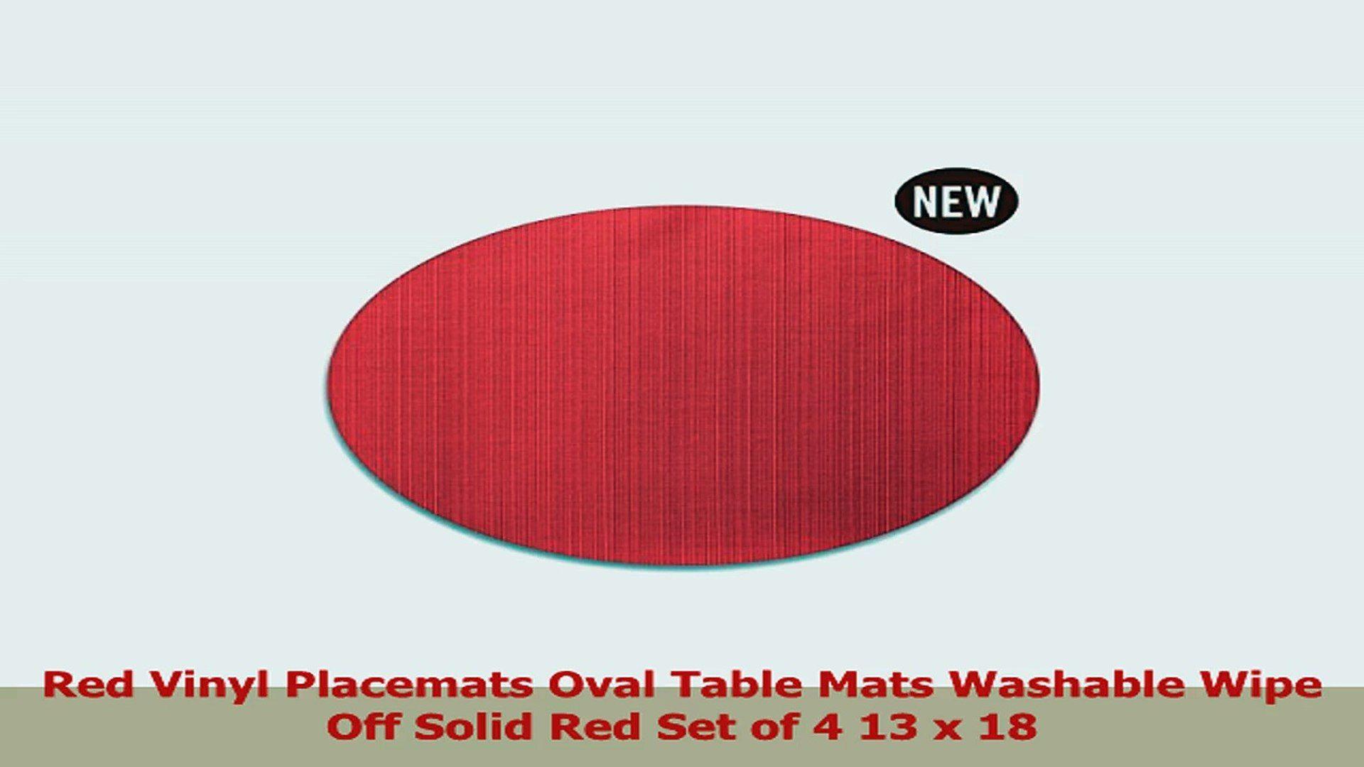 Solid Red Circle Logo - Red Vinyl Placemats Oval Table Mats Washable Wipe Off Solid Red Set