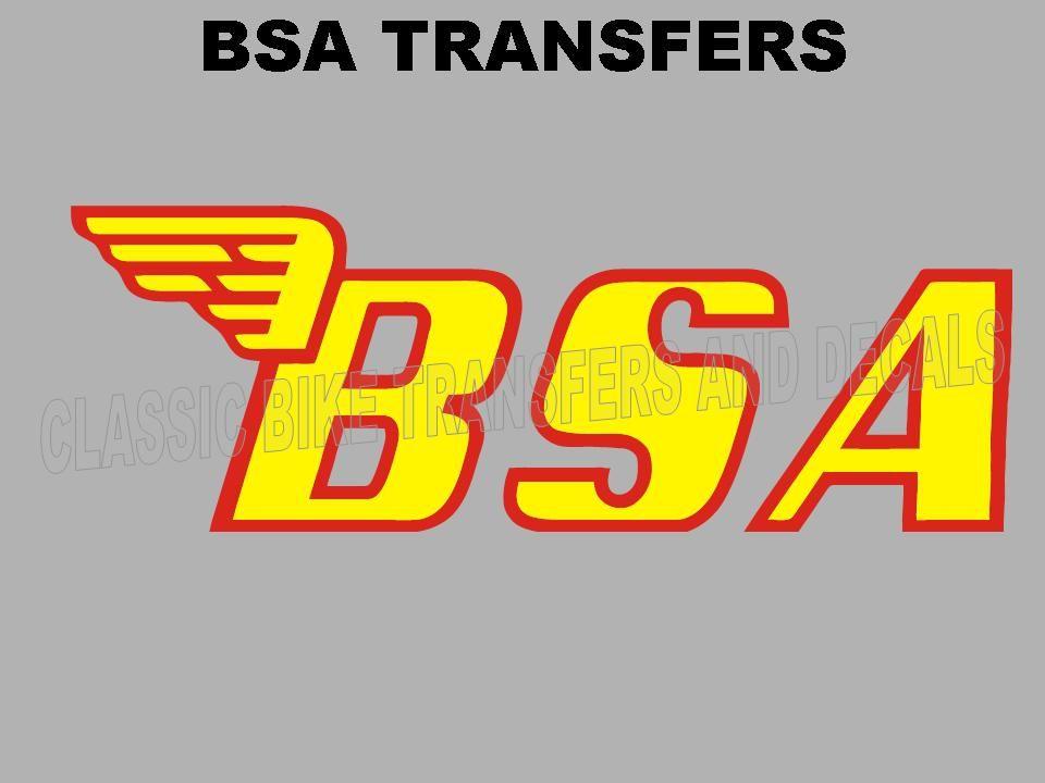 Yellow with Red Outline Logo - BSA Tank Transfer Winged B Yellow Red Outline D50087 Special Sizes