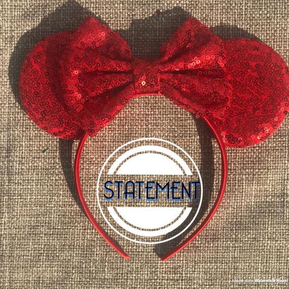 Solid Red Circle Logo - Solid Red Sequin Mickey Ears Mouse Ears Mickey Ears Mouse | Etsy