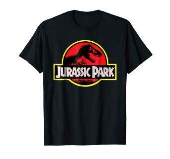 Yellow with Red Outline Logo - Jurassic Park Red & Yellow Outline Logo Graphic T Shirt