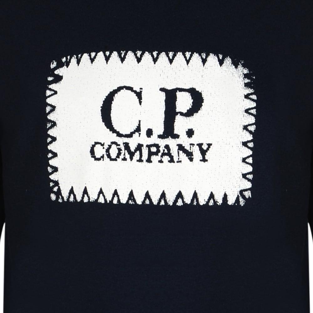 White and Dark Blue Company Logo - CP Company Boys Dark Blue Long Sleeve T-Shirt with CP Company Logo ...