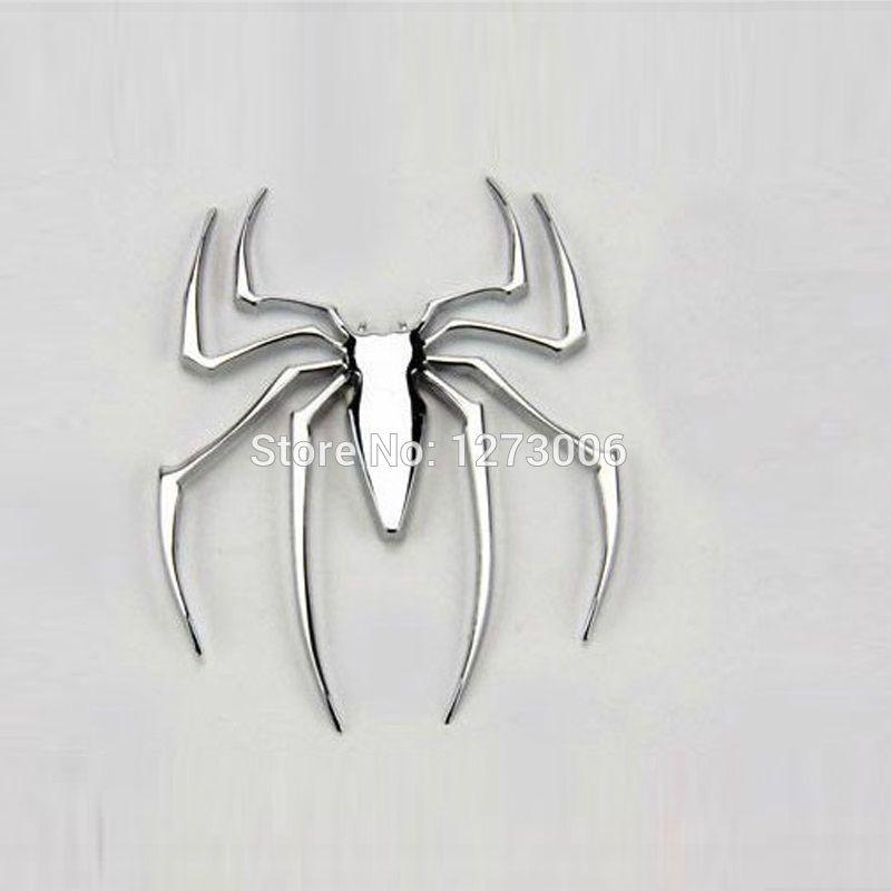 Cool Spider Logo - Universal 1Pcs Car Stickers Silver Cool Spider Shape 3D Car Motor