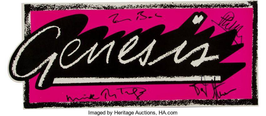 Genesis Band Logo - Genesis Band-Signed Logo Poster (1984).. ... Music Memorabilia | Lot ...