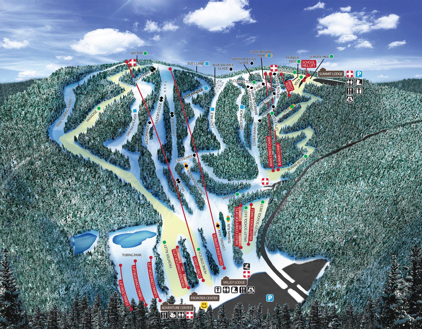 Blue Mountain Resort Logo - Blue Mountain Resort Piste Map. Plan of ski slopes and lifts