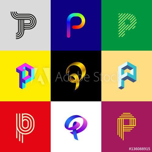 Big P Logo - Letter P big logo pack. Creative vector monograms. Striped, ribbon