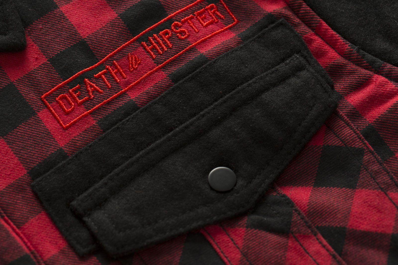 Red and Black Square Logo - Hyraw Jacket Black Square with an embroidered skull