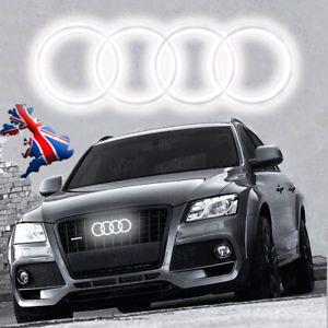 White Car Logo - AUDI EMBLEM A3 A4 A5 A6 Q3 Q5 Q7 LED WHITE LIGHT FRONT CAR LOGO