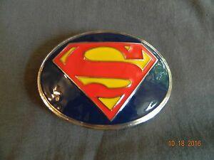 Yellow with Red Outline Logo - MIP -SUPERMAN Logo Metal Belt Buckle Chrome Outline W Red, Yellow