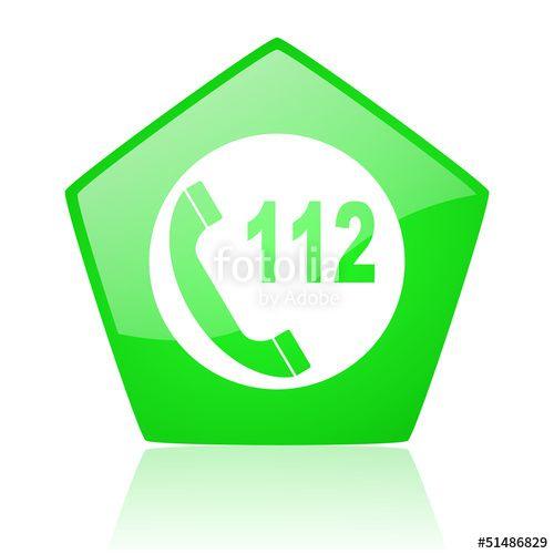 Green Pentagon Logo - emergency call green pentagon web glossy icon