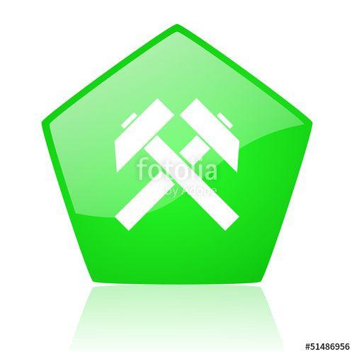 Green Pentagon Logo - Mining Green Pentagon Web Glossy Icon And Royalty Free