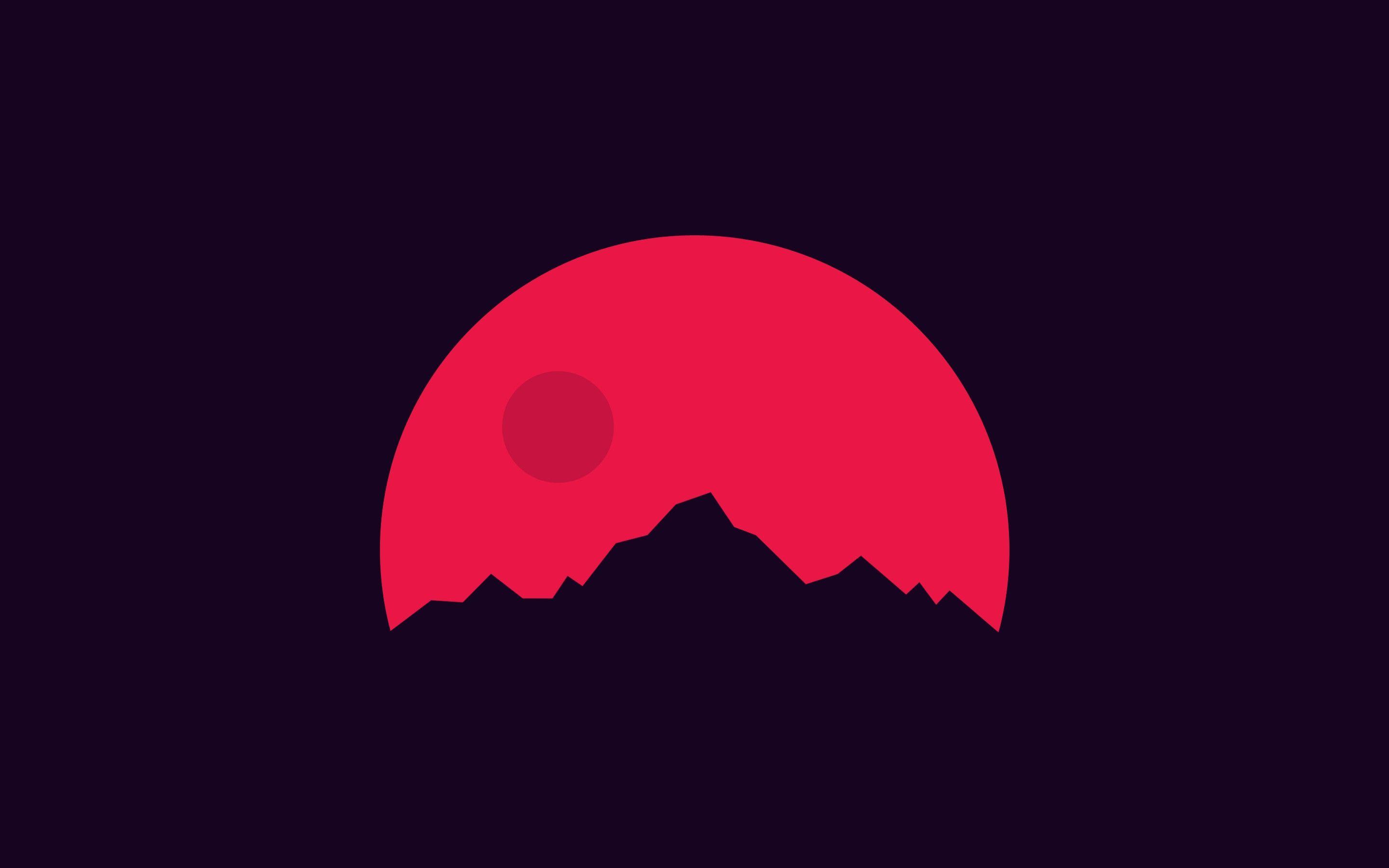 Moon Mountain Logo - Download 2880x1800 Red Moon, Mountain, Minimal, Flat Wallpaper