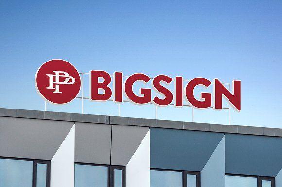Big P Logo - 3D big sign logo mock signboard roof ~ Product Mockups ~ Creative Market