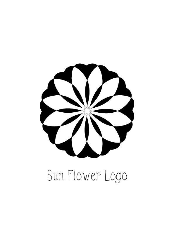 White Flower Logo - Sunny flower logo – black and white – AYA Templates