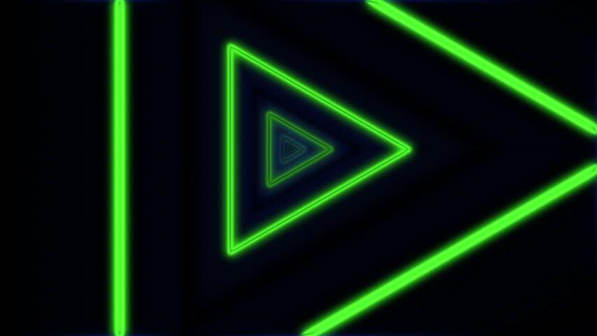 Neon Green Triangle Logo - Neon Lights Triangles Tunnel Green Stock Footage Video (100% Royalty ...