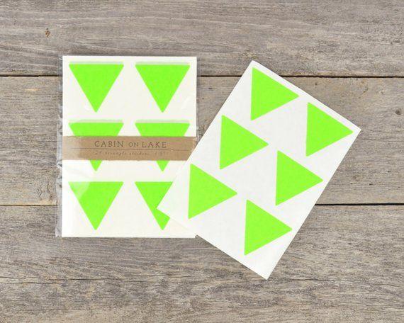 Neon Green Triangle Logo - Large Neon Green Triangle Stickers / Party Favors / Lime Green