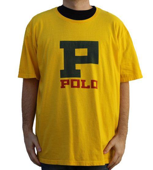 Big P Logo - Vintage Polo Ralph Lauren P Logo Yellow T Shirt (Size XXL)